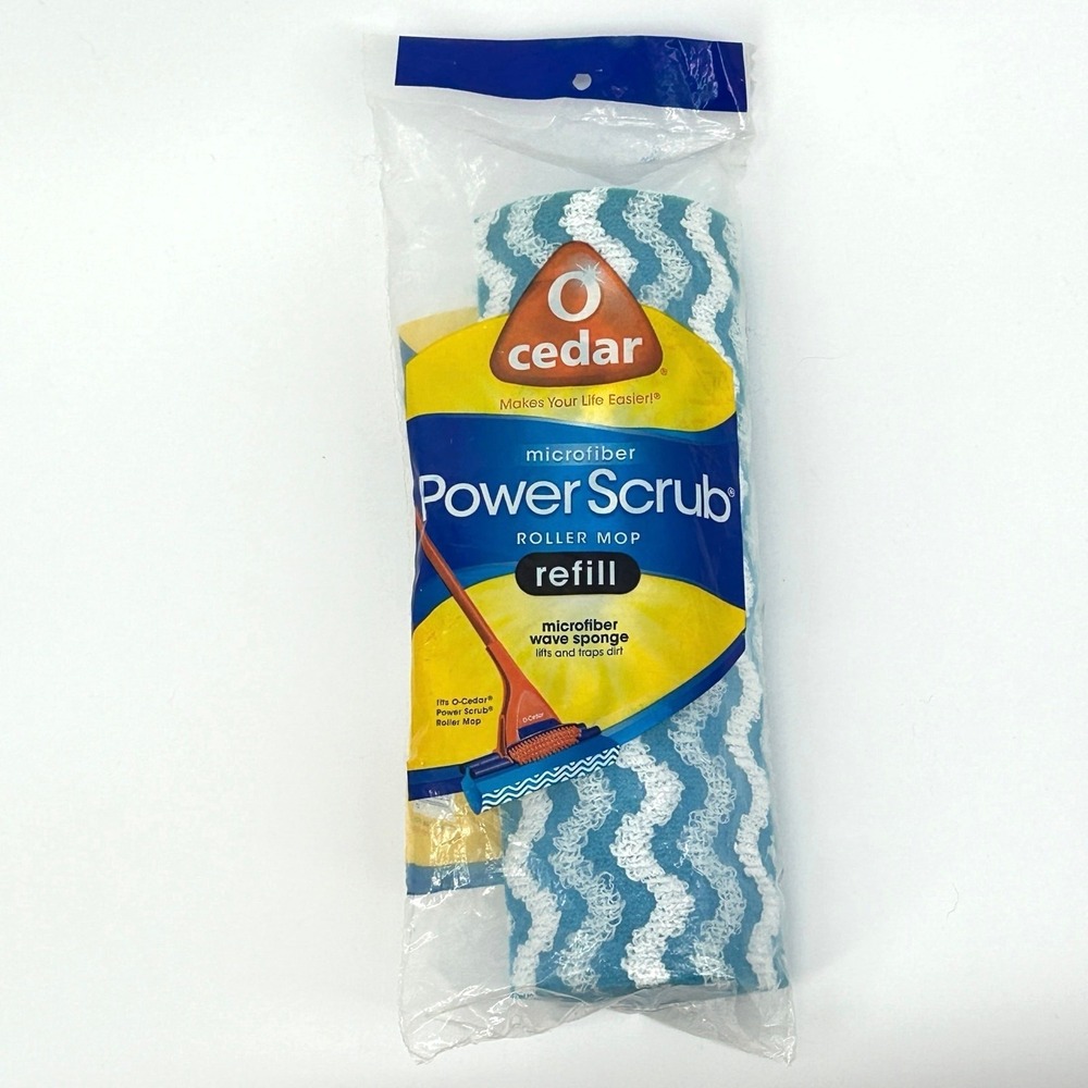 O-Cedar Power Scrub Roller Mop Refill Microfiber Wave Sponge NEW‎ SEALED